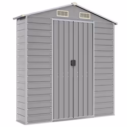 vidaXL Garden Shed Outdoor Storage Shed Patio Yard Tool Shed Galvanised Steel - light grey, 191 x 130 x 198 cm - Additional view 7