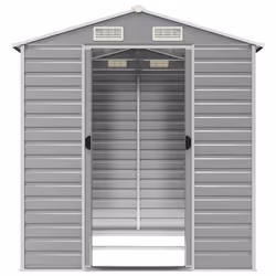 vidaXL Garden Shed Outdoor Storage Shed Patio Yard Tool Shed Galvanised Steel - light grey, 191 x 215 x 198 cm - Additional view 4