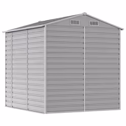 vidaXL Garden Shed Outdoor Storage Shed Patio Yard Tool Shed Galvanised Steel - light grey, 191 x 215 x 198 cm - Additional view 6