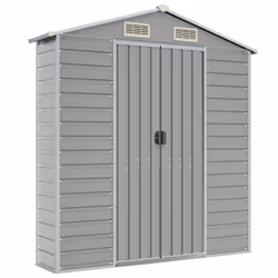 vidaXL Garden Shed Outdoor Storage Shed Patio Yard Tool Shed Galvanised Steel - light grey, 191 x 215 x 198 cm - Additional view 7