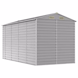 vidaXL Garden Shed Outdoor Storage Shed Patio Yard Tool Shed Galvanised Steel - light grey, 191 x 385 x 198 cm - Additional view 6