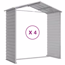 vidaXL Garden Shed Outdoor Storage Shed Patio Yard Tool Shed Galvanised Steel - light grey, 191 x 385 x 198 cm - Additional view 8