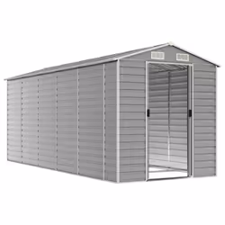 vidaXL Garden Shed Outdoor Storage Shed Patio Yard Tool Shed Galvanised Steel - light grey, 191 x 470 x 198 cm - Additional view 2