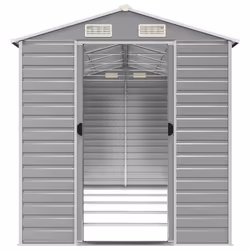 vidaXL Garden Shed Outdoor Storage Shed Patio Yard Tool Shed Galvanised Steel - light grey, 191 x 470 x 198 cm - Additional view 4