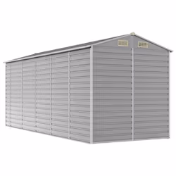 vidaXL Garden Shed Outdoor Storage Shed Patio Yard Tool Shed Galvanised Steel - light grey, 191 x 470 x 198 cm - Additional view 6