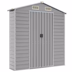 vidaXL Garden Shed Outdoor Storage Shed Patio Yard Tool Shed Galvanised Steel - light grey, 191 x 470 x 198 cm - Additional view 7