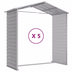 vidaXL Garden Shed Outdoor Storage Shed Patio Yard Tool Shed Galvanised Steel - light grey, 191 x 470 x 198 cm - Additional view 8