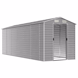 vidaXL Garden Shed Outdoor Storage Shed Patio Yard Tool Shed Galvanised Steel - light grey, 191 x 555 x 198 cm - Additional view 2