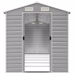 vidaXL Garden Shed Outdoor Storage Shed Patio Yard Tool Shed Galvanised Steel - light grey, 191 x 555 x 198 cm - Additional view 4