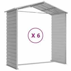 vidaXL Garden Shed Outdoor Storage Shed Patio Yard Tool Shed Galvanised Steel - light grey, 191 x 555 x 198 cm - Additional view 8