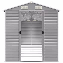 vidaXL Garden Shed Outdoor Storage Shed Patio Yard Tool Shed Galvanised Steel - light grey, 191 x 640 x 198 cm - Additional view 4