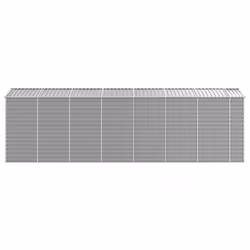 vidaXL Garden Shed Outdoor Storage Shed Patio Yard Tool Shed Galvanised Steel - light grey, 191 x 640 x 198 cm - Additional view 5