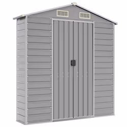 vidaXL Garden Shed Outdoor Storage Shed Patio Yard Tool Shed Galvanised Steel - light grey, 191 x 640 x 198 cm - Additional view 7