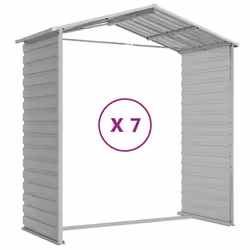 vidaXL Garden Shed Outdoor Storage Shed Patio Yard Tool Shed Galvanised Steel - light grey, 191 x 640 x 198 cm - Additional view 8