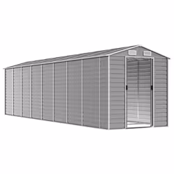 vidaXL Garden Shed Outdoor Storage Shed Patio Yard Tool Shed Galvanised Steel - light grey, 191 x 725 x 198 cm - Additional view 2