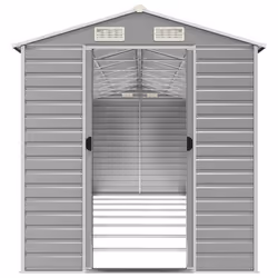 vidaXL Garden Shed Outdoor Storage Shed Patio Yard Tool Shed Galvanised Steel - light grey, 191 x 725 x 198 cm - Additional view 4