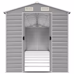 vidaXL Garden Shed Outdoor Storage Shed Patio Yard Tool Shed Galvanised Steel - light grey, 191 x 810 x 198 cm - Additional view 4