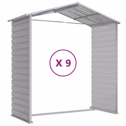 vidaXL Garden Shed Outdoor Storage Shed Patio Yard Tool Shed Galvanised Steel - light grey, 191 x 810 x 198 cm - Additional view 8