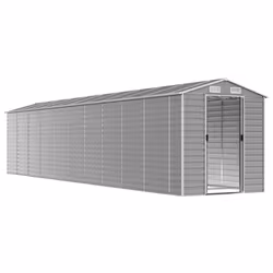 vidaXL Garden Shed Outdoor Storage Shed Patio Yard Tool Shed Galvanised Steel - light grey, 191 x 895 x 198 cm - Additional view 2