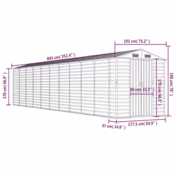 vidaXL Garden Shed Outdoor Storage Shed Patio Yard Tool Shed Galvanised Steel - light grey, 191 x 895 x 198 cm - Additional view 3