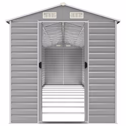 vidaXL Garden Shed Outdoor Storage Shed Patio Yard Tool Shed Galvanised Steel - light grey, 191 x 895 x 198 cm - Additional view 4