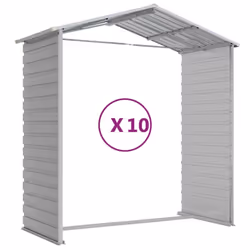 vidaXL Garden Shed Outdoor Storage Shed Patio Yard Tool Shed Galvanised Steel - light grey, 191 x 895 x 198 cm - Additional view 8