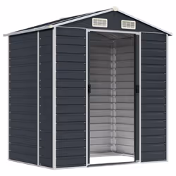 vidaXL Garden Shed Outdoor Storage Shed Patio Yard Tool Shed Galvanised Steel - anthracite, 191 x 130 x 198 cm - Additional view 2