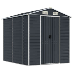 vidaXL Garden Shed Outdoor Storage Shed Patio Yard Tool Shed Galvanised Steel - anthracite, 191 x 215 x 198 cm