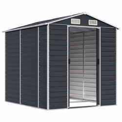 vidaXL Garden Shed Outdoor Storage Shed Patio Yard Tool Shed Galvanised Steel - anthracite, 191 x 215 x 198 cm