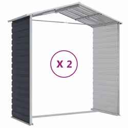 vidaXL Garden Shed Outdoor Storage Shed Patio Yard Tool Shed Galvanised Steel - anthracite, 191 x 215 x 198 cm - Additional view 8