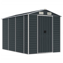 vidaXL Garden Shed Outdoor Storage Shed Patio Yard Tool Shed Galvanised Steel - anthracite, 191 x 300 x 198 cm