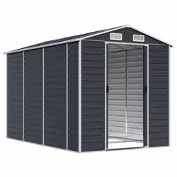 vidaXL Garden Shed Outdoor Storage Shed Patio Yard Tool Shed Galvanised Steel - anthracite, 191 x 300 x 198 cm