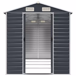 vidaXL Garden Shed Outdoor Storage Shed Patio Yard Tool Shed Galvanised Steel - anthracite, 191 x 385 x 198 cm - Additional view 4