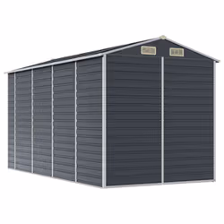 vidaXL Garden Shed Outdoor Storage Shed Patio Yard Tool Shed Galvanised Steel - anthracite, 191 x 385 x 198 cm - Additional view 6