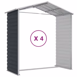 vidaXL Garden Shed Outdoor Storage Shed Patio Yard Tool Shed Galvanised Steel - anthracite, 191 x 385 x 198 cm - Additional view 8