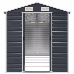 vidaXL Garden Shed Outdoor Storage Shed Patio Yard Tool Shed Galvanised Steel - anthracite, 191 x 470 x 198 cm