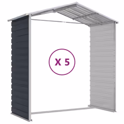 vidaXL Garden Shed Outdoor Storage Shed Patio Yard Tool Shed Galvanised Steel - anthracite, 191 x 470 x 198 cm - Additional view 6