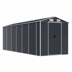 vidaXL Garden Shed Outdoor Storage Shed Patio Yard Tool Shed Galvanised Steel - anthracite, 191 x 555 x 198 cm