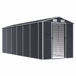 vidaXL Garden Shed Outdoor Storage Shed Patio Yard Tool Shed Galvanised Steel - anthracite, 191 x 555 x 198 cm