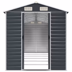 vidaXL Garden Shed Outdoor Storage Shed Patio Yard Tool Shed Galvanised Steel - anthracite, 191 x 555 x 198 cm - Additional view 4