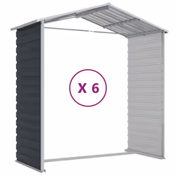 vidaXL Garden Shed Outdoor Storage Shed Patio Yard Tool Shed Galvanised Steel - anthracite, 191 x 555 x 198 cm - Additional view 8