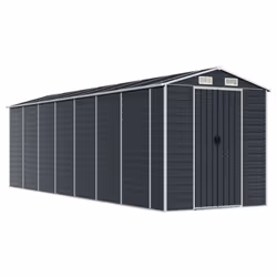 vidaXL Garden Shed Outdoor Storage Shed Patio Yard Tool Shed Galvanised Steel - anthracite, 191 x 640 x 198 cm