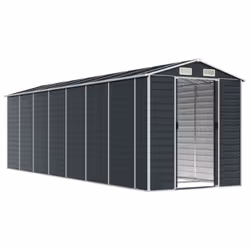vidaXL Garden Shed Outdoor Storage Shed Patio Yard Tool Shed Galvanised Steel - anthracite, 191 x 640 x 198 cm