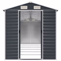 vidaXL Garden Shed Outdoor Storage Shed Patio Yard Tool Shed Galvanised Steel - anthracite, 191 x 640 x 198 cm - Additional view 4