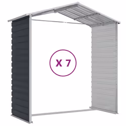 vidaXL Garden Shed Outdoor Storage Shed Patio Yard Tool Shed Galvanised Steel - anthracite, 191 x 640 x 198 cm - Additional view 8