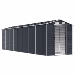 vidaXL Garden Shed Outdoor Storage Shed Patio Yard Tool Shed Galvanised Steel - anthracite, 191 x 725 x 198 cm