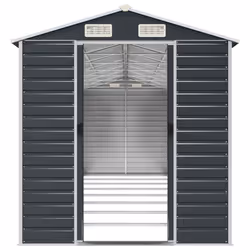 vidaXL Garden Shed Outdoor Storage Shed Patio Yard Tool Shed Galvanised Steel - anthracite, 191 x 725 x 198 cm - Additional view 4