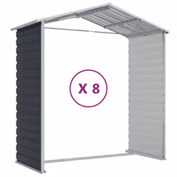 vidaXL Garden Shed Outdoor Storage Shed Patio Yard Tool Shed Galvanised Steel - anthracite, 191 x 725 x 198 cm - Additional view 8