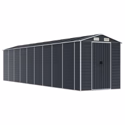 vidaXL Garden Shed Outdoor Storage Shed Patio Yard Tool Shed Galvanised Steel - anthracite, 191 x 810 x 198 cm