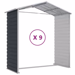 vidaXL Garden Shed Outdoor Storage Shed Patio Yard Tool Shed Galvanised Steel - anthracite, 191 x 810 x 198 cm - Additional view 8